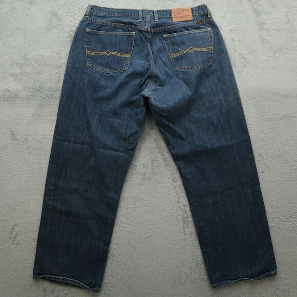 Lucky Brand Jeans Mens 38x31 Blue Piper Relaxed Straight Dungaree Denim Pants - Picture 8 of 15